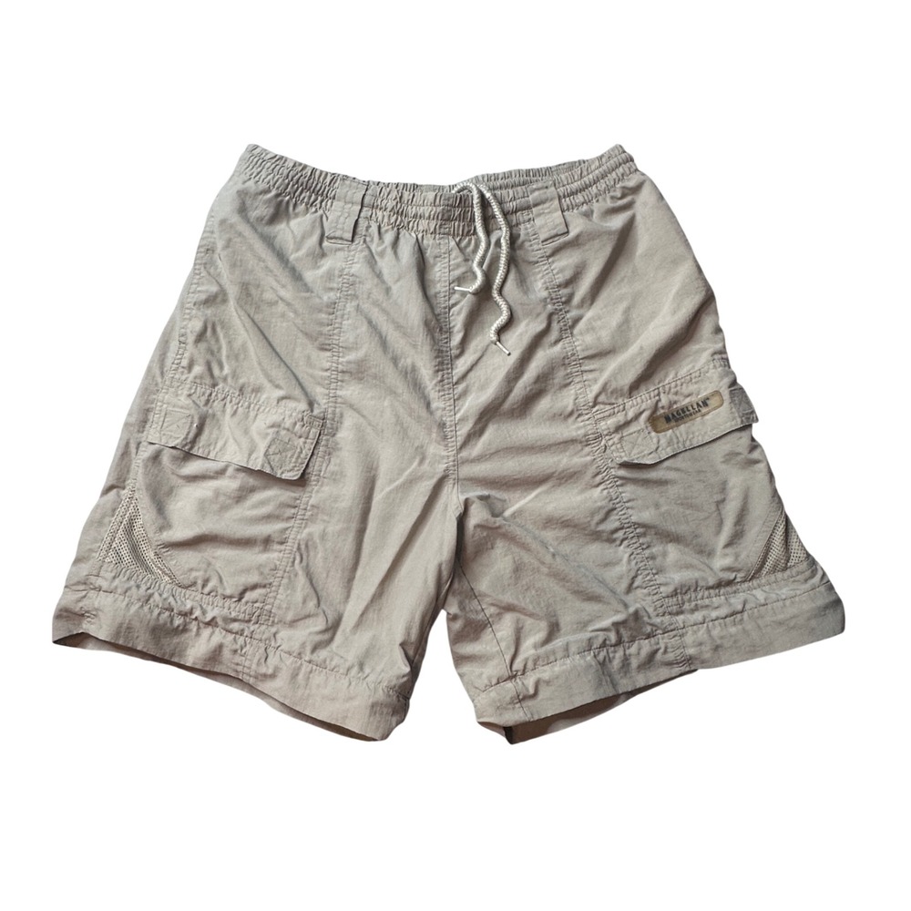 Magellan Fishing Shorts Mens M Khaki Tournament Series Nylon Cargo Utility Mesh